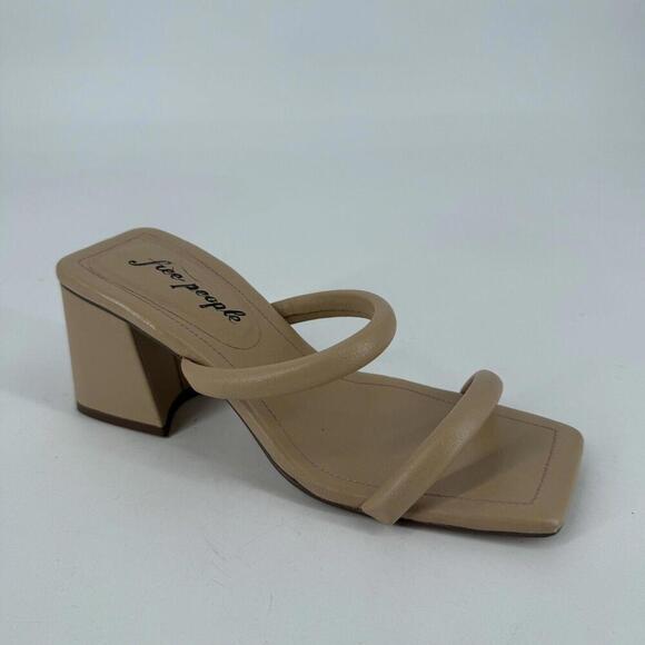 Free People sandals heels womens 37 7 tan square toe parker boho festival summer - Picture 2 of 8